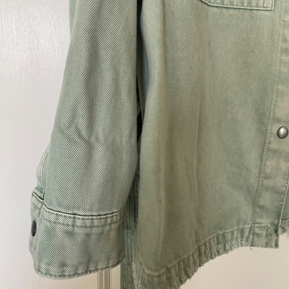 Zara Green Button-up Jean Jacket Womens Size S - Picture 4 of 5